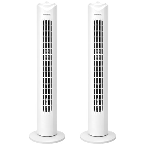 Aigostar Turmventilator Sehr Leise, 45W Tower Fan mit 3 Geschwindigkeiten & 70° Oszillation Standventilator, 2H Timer Leiser Ventilator für