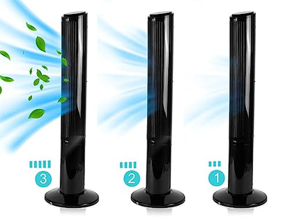 MalTec Turmventilator Fernbedienung Ventilator leise Standventilator ION-Ionisierung Säulenventilator bis zu 90° drehbar 45W 102cm schwarz