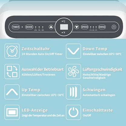 SHINCO Mobile Klimaanlage mit Abluftschlauch, 12000BTU, 3,5kw, Kühlen&Ventilieren&Entfeuchten, Mobiles Klimagerät mit Fenstermontage-Kit