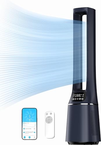 Midea MFP-120i (BL) 2 in 1 Turmventilator Leise 27dB Luftreiniger H13 True HEPA auf 47.6 ㎡ LED Display Fernbedienung Oszillation 12H Timer Kompatibel