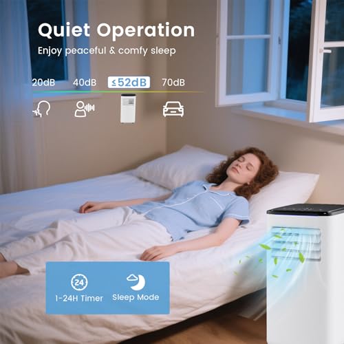 SOARS Mobile Klimaanlage mit Abfluss 9000 BTU, 4-in-1-Klimaanlage Ventilator & Luftentfeuchter & Kühler & Heizung, intelligente Steuerung mit