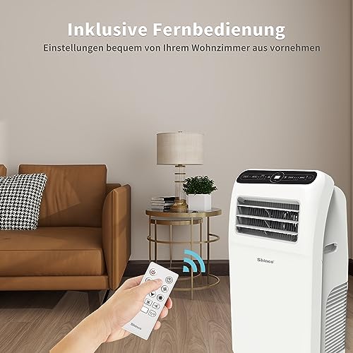 SHINCO Mobile Klimaanlage mit Abluftschlauch, 12000BTU, Kühlung&Heizung&Ventilieren&Entfeuchten, Mobiles Klimagerät mit Fenstermontage-Kit