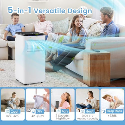 SOARS Mobile Klimaanlage mit Abfluss 9000 BTU, 4-in-1-Klimaanlage Ventilator & Luftentfeuchter & Kühler & Heizung, intelligente Steuerung mit