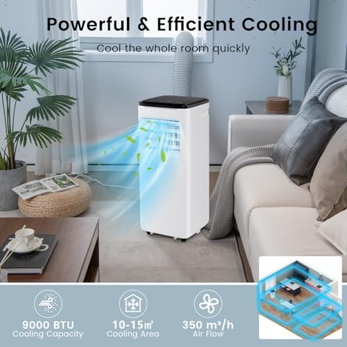 SOARS Mobile Klimaanlage mit Abfluss 9000 BTU, 4-in-1-Klimaanlage Ventilator & Luftentfeuchter & Kühler & Heizung, intelligente Steuerung mit