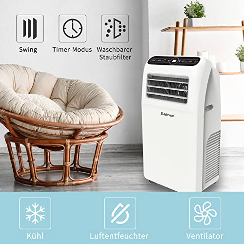 SHINCO Mobile Klimaanlage mit Abluftschlauch, 12000BTU, 3,5kw, Kühlen&Ventilieren&Entfeuchten, Mobiles Klimagerät mit Fenstermontage-Kit