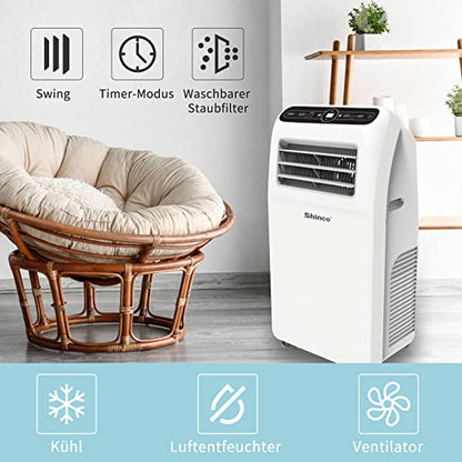 SHINCO Mobile Klimaanlage mit Abluftschlauch, 12000BTU, 3,5kw, Kühlen&Ventilieren&Entfeuchten, Mobiles Klimagerät mit Fenstermontage-Kit