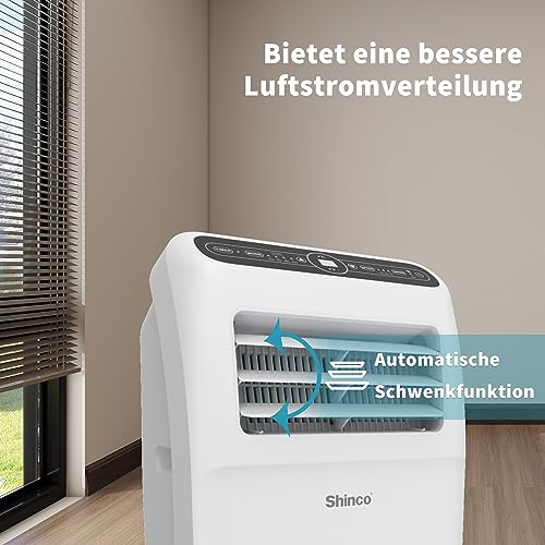 SHINCO Mobile Klimaanlage mit Abluftschlauch, 12000BTU, Kühlung&Heizung&Ventilieren&Entfeuchten, Mobiles Klimagerät mit Fenstermontage-Kit