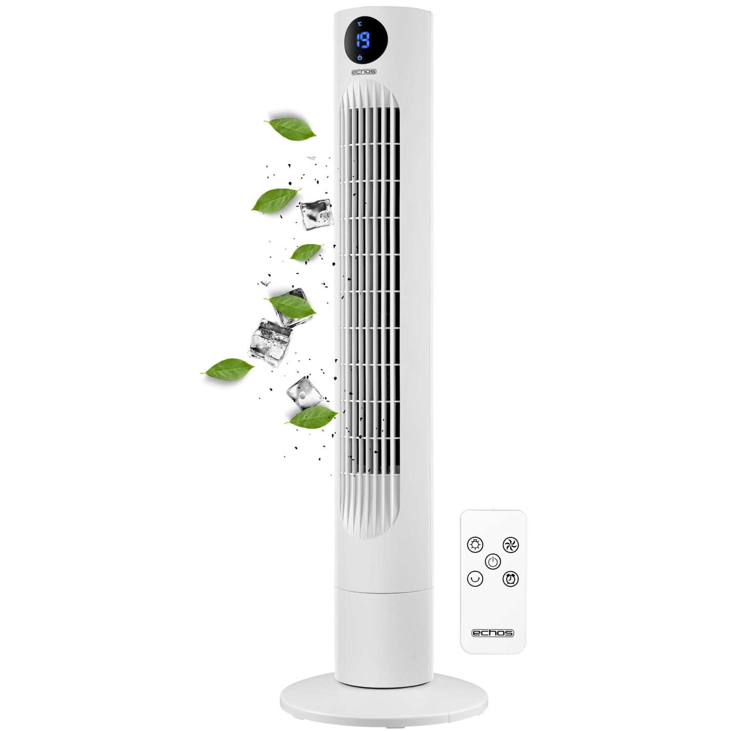Aigostar Turmventilator Sehr Leise, 45W Tower Fan mit 3 Geschwindigkeiten & 70° Oszillation Standventilator, 2H Timer Leiser Ventilator für