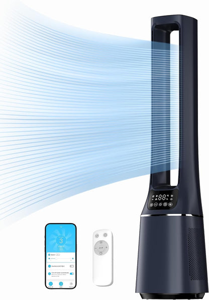 Midea MFP-120i (BL) 2 in 1 Turmventilator Leise 27dB Luftreiniger H13 True HEPA auf 47.6 ㎡ LED Display Fernbedienung Oszillation 12H Timer Kompatibel