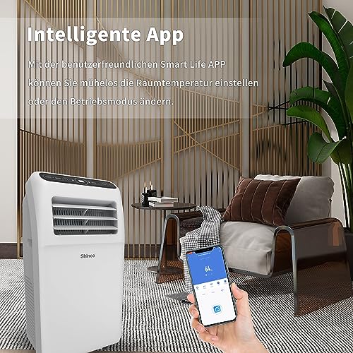 SHINCO Mobile Klimaanlage mit Abluftschlauch, 12000BTU, Kühlung&Heizung&Ventilieren&Entfeuchten, Mobiles Klimagerät mit Fenstermontage-Kit