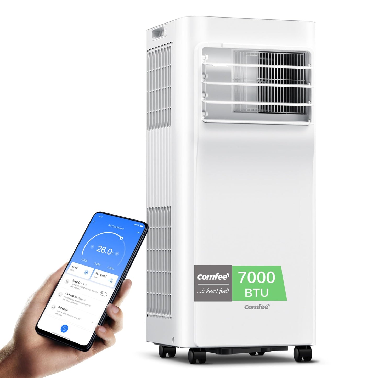 SHINCO Mobile Klimaanlage mit Abluftschlauch, 12000BTU, 3,5kw, Kühlen&Ventilieren&Entfeuchten, Mobiles Klimagerät mit Fenstermontage-Kit